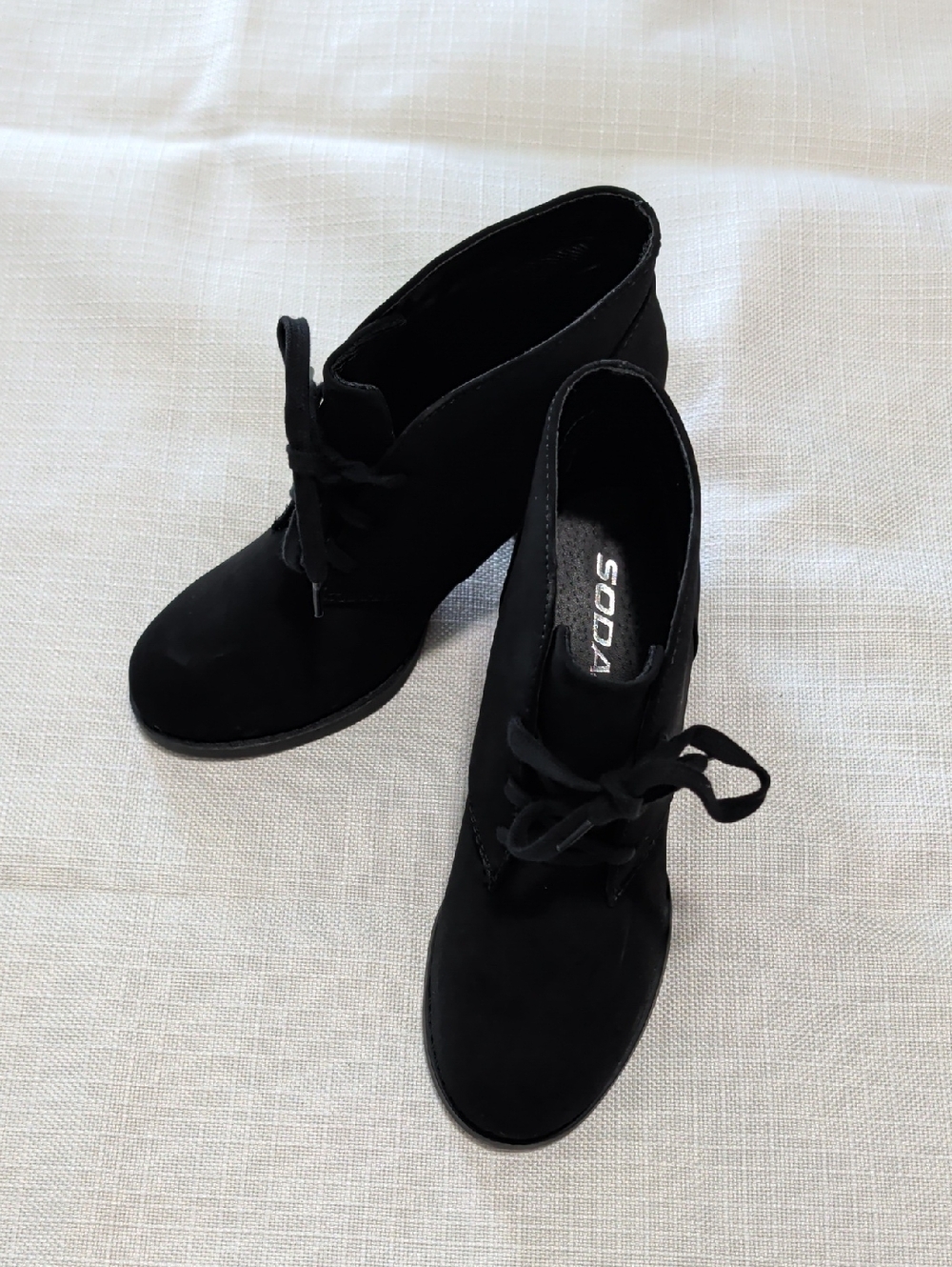 Soda Black Lace-Up Ankle Boots